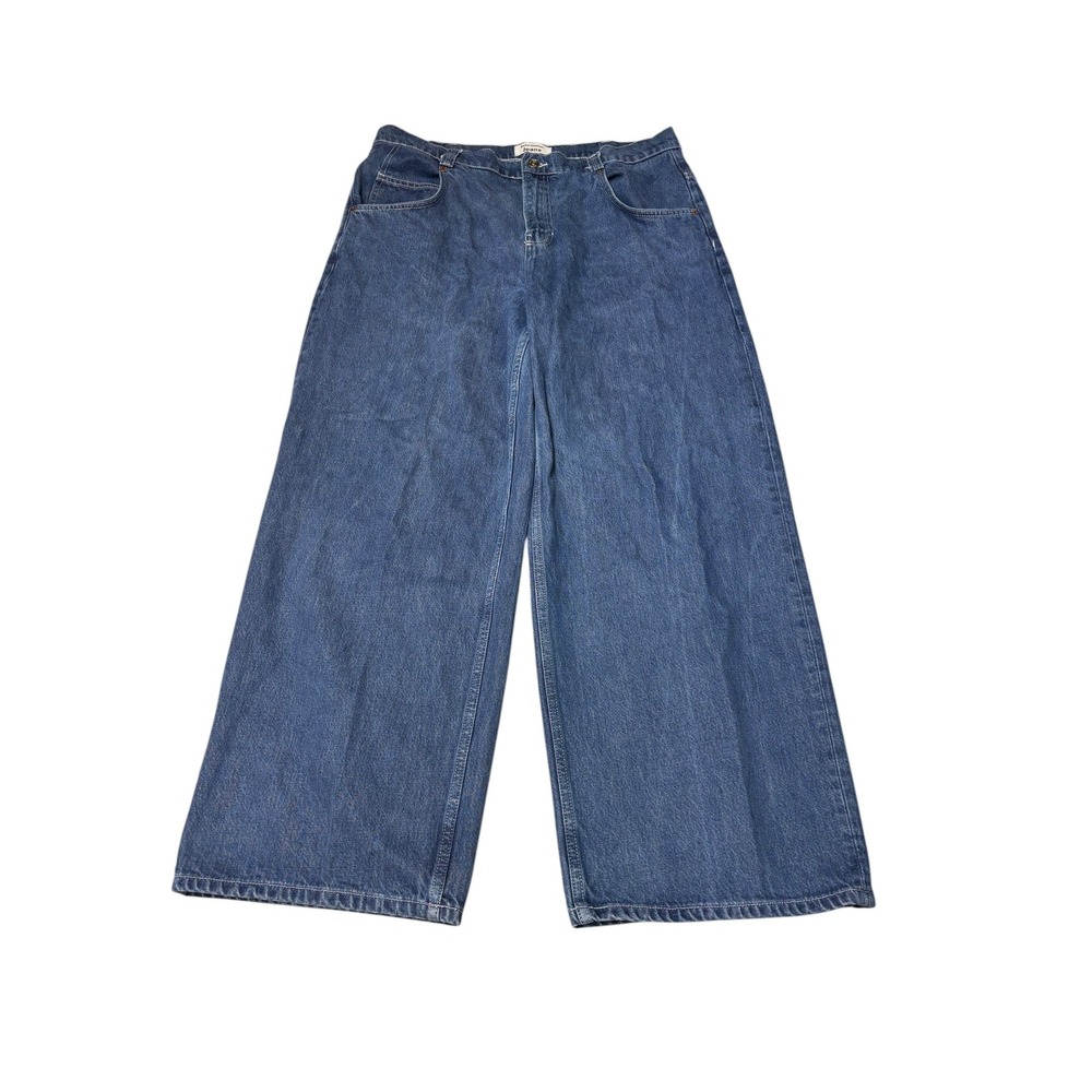 Reformation Skater Baggy High Rise Straight Jeans Blue Organic Womens Size 36X29